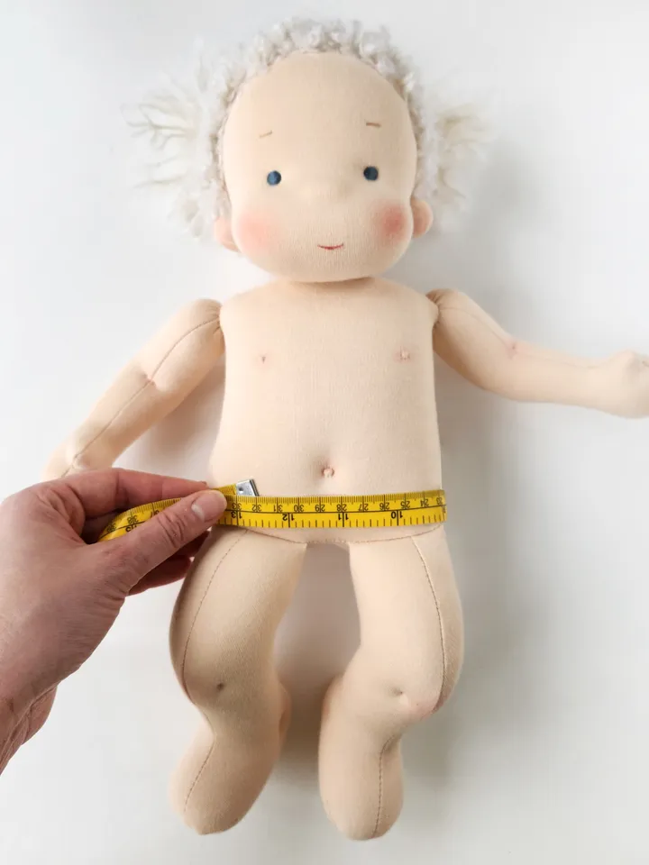 DIY diaper for Waldorf baby doll 14 inch (36 cm) tall. PDF sewing pattern and tutorial.