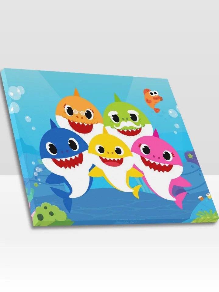 Baby Shark Frame Canvas Print, Wall Art Home Decor Poster