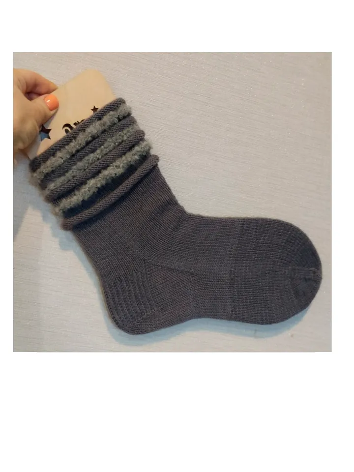 Knitted socks women's, marengo with frills handmade