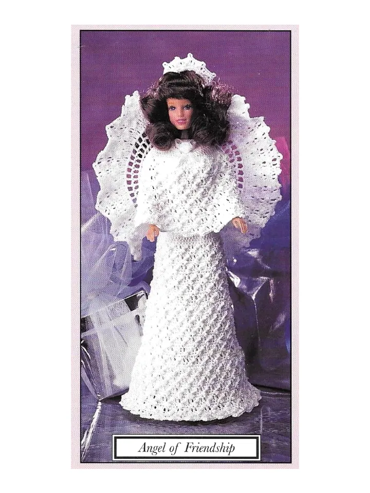 Fashion Doll Angels Dress Barbie Vintage Crochet Pattern PDF Fashion Doll size 11 1/2 inches