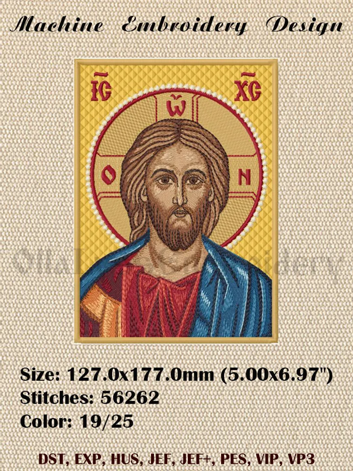 Icon of Jesus Christ embroidery design