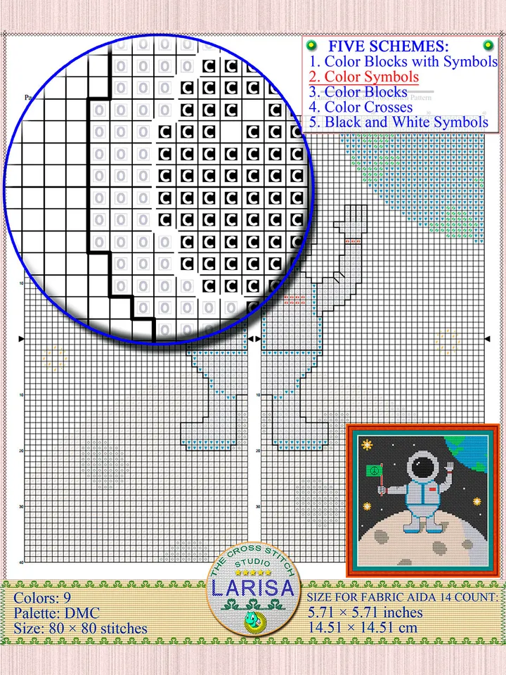 Lunar Ambassador Cross Stitch Pattern | Astronaut on the Moon