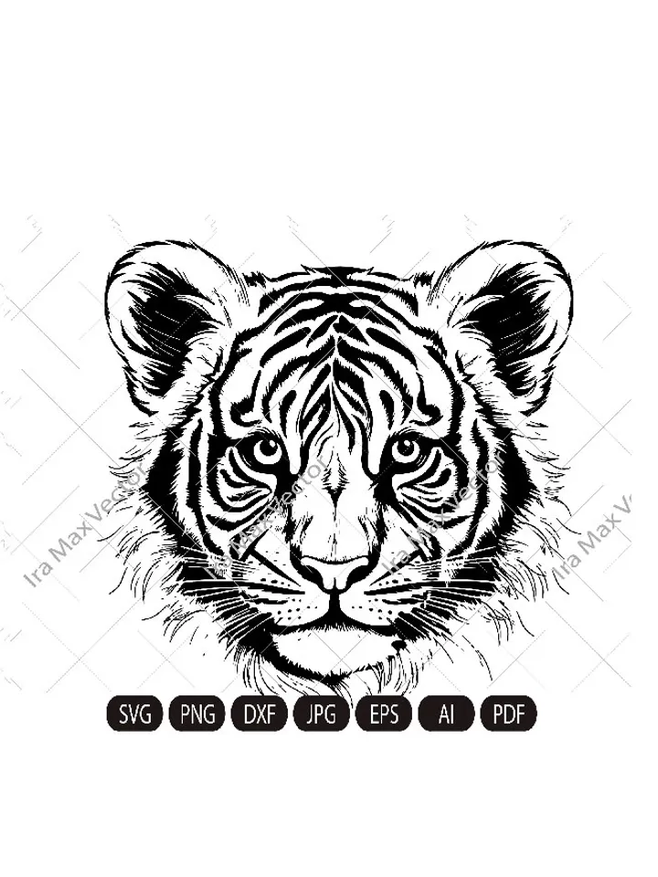 Baby tiger svg, tiger cub face svg, tiger baby, Tiger, Nursery Decor, Safari African Animals, tiger Cub, Nursery Wall Art,Kids Printable Art