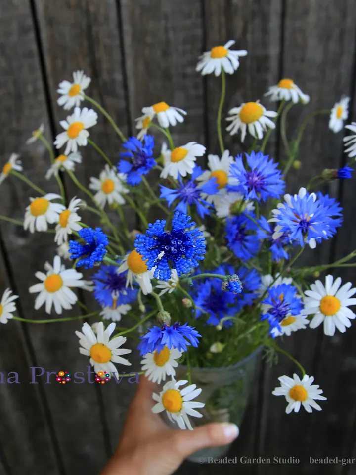 Beaded Flowers pattern |  Cornflower  | Seed bead patterns | Beadwork pattern | Digital Download - PDF