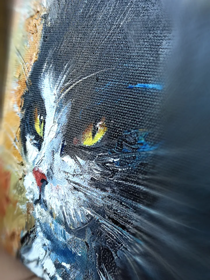 The Expendable Cat. Original Oil Painting Abstract Cat Square Artwork