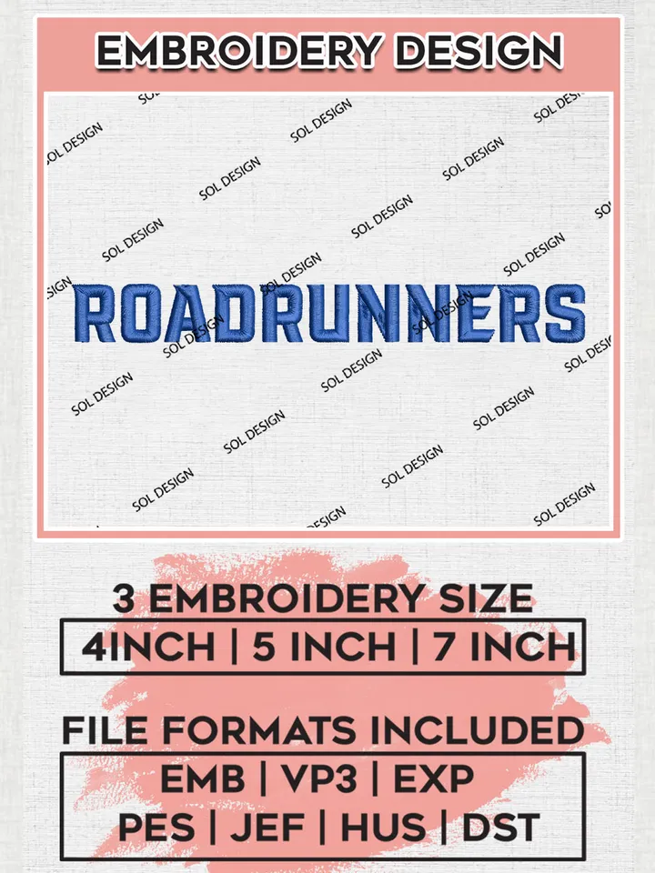 NCAA Roadrunners College Team Writing Logo Embroidery Design Files, NCAA Cal State Bakersfield Roadrunners Machine Embroidery, NCAA Teams, 3 sizes, NCAA Machine embroidery designs, Digital Download