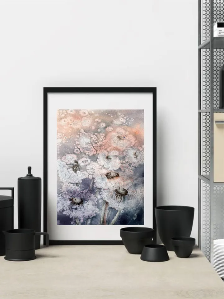 Flowers Original Painting Wildflowers Wall Art Dandelion Painting