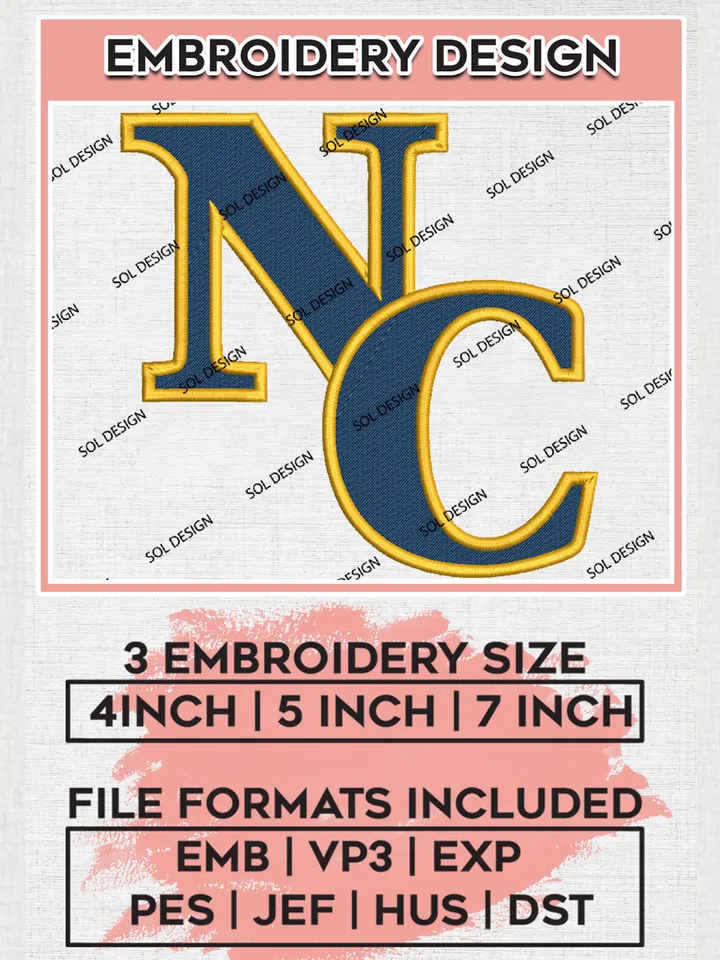 NCAA NC Bears Team Letter Logo Embroidery Design Files, NCAA Northern Colorado Bears Machine Embroidery, NCAA Teams, 3 sizes, NCAA Machine embroidery designs, Digital Download