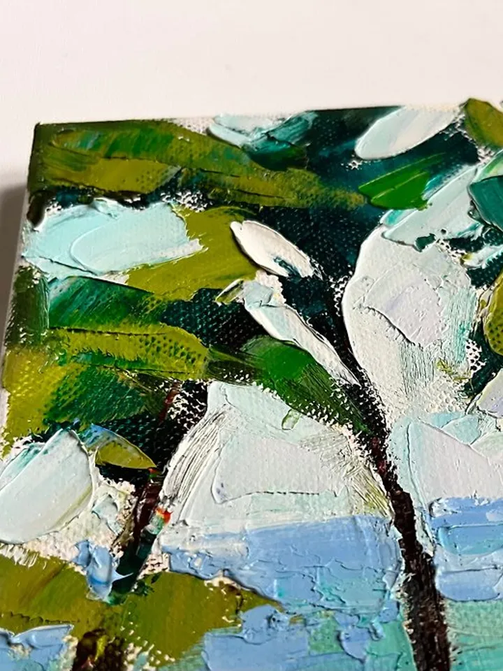 Bali Painting Original Art Seascape Art Impasto Oil Painting Palm Artwork