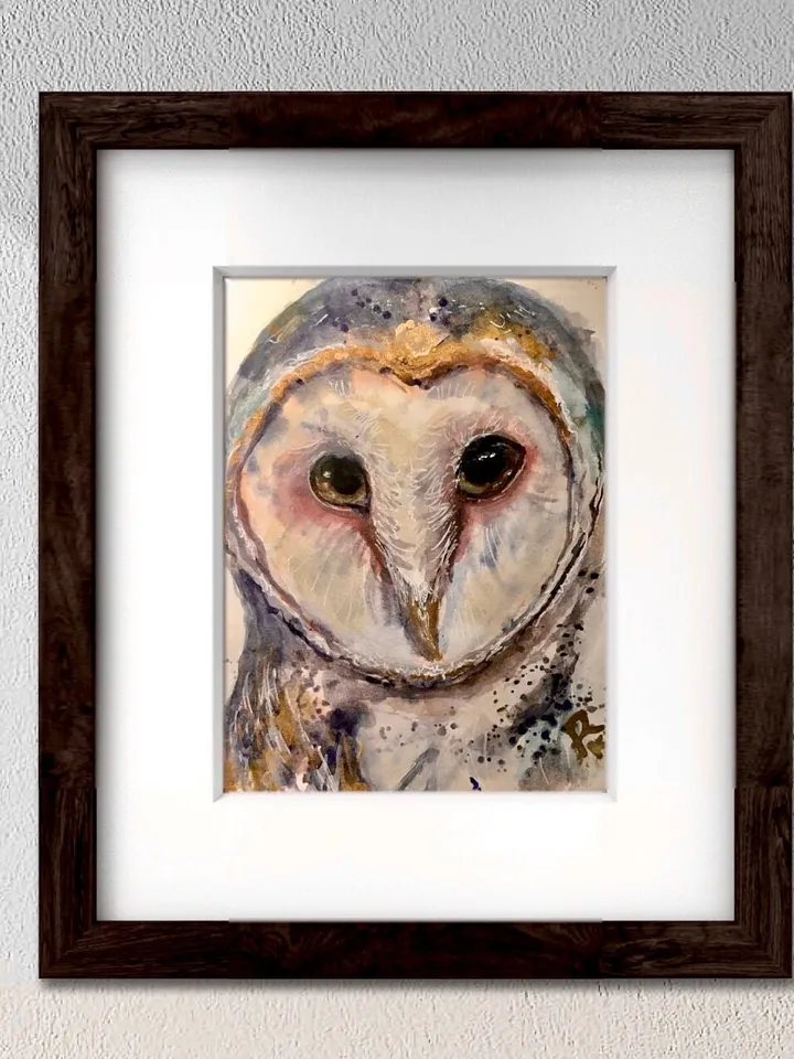 Barn Owl original watercolor painting ,animals watercolor painting small painting gift,ACEO painting,barn owl wall art.