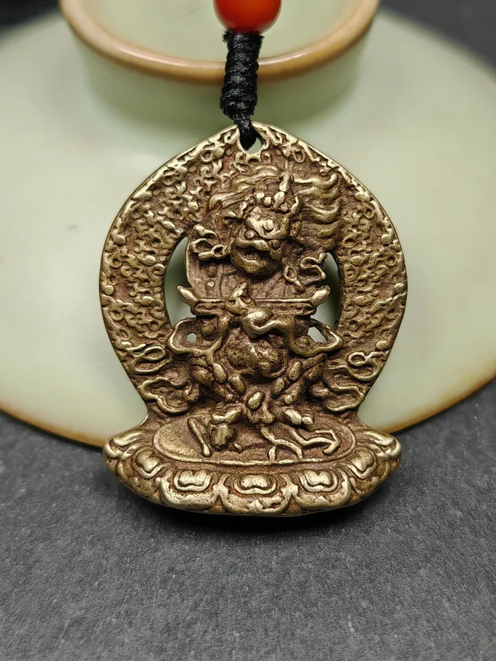 Gandhanra Antique Tibetan Buddhism Amulet Pendant,Panjaranata Mahakala,80 Years Old