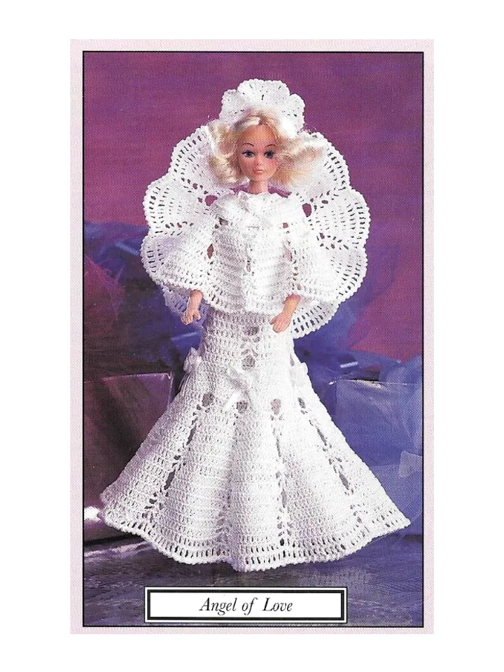 Fashion Doll Angels Dress Barbie Vintage Crochet Pattern PDF Fashion Doll size 11 1/2 inches