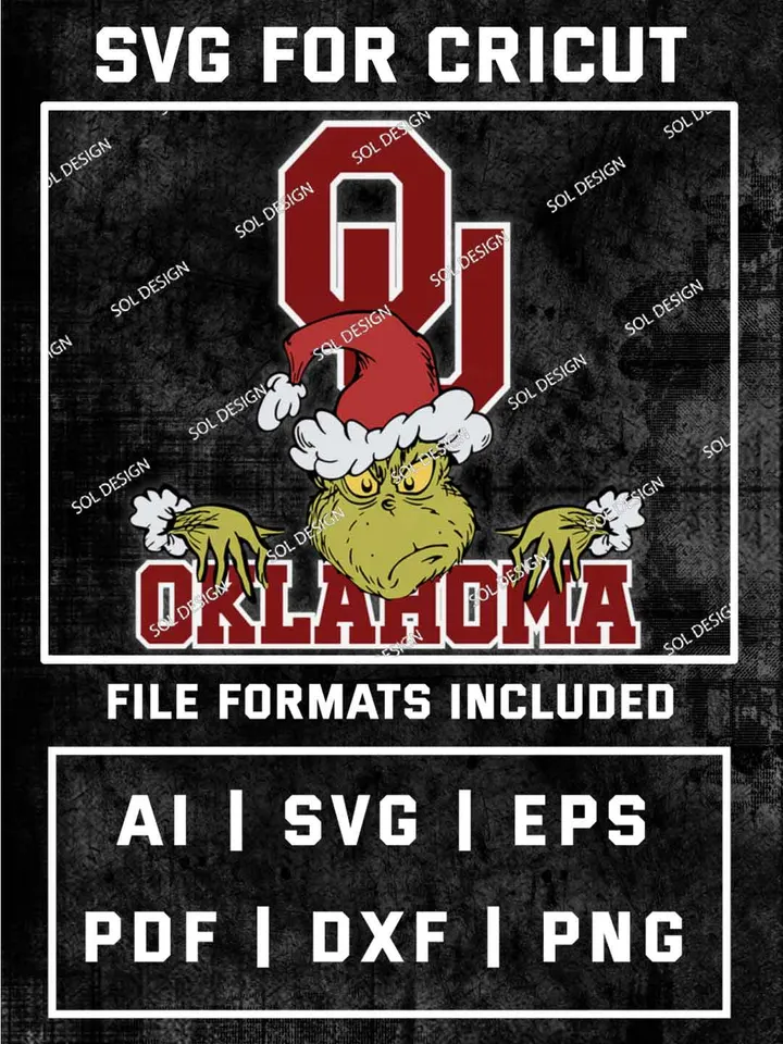 Grinch Oklahoma Sooners SVG, NCAA SVG Design, NCAA Oklahoma Sooners SVG, NCAA Sooners Cricut, Christmas Svg, Grinch svg, Digital Download