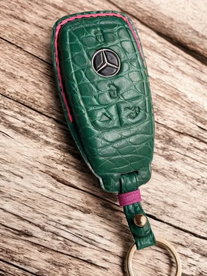 Mercedes-Benz, handmade keyfob cover, crocodile skin, Italian leather