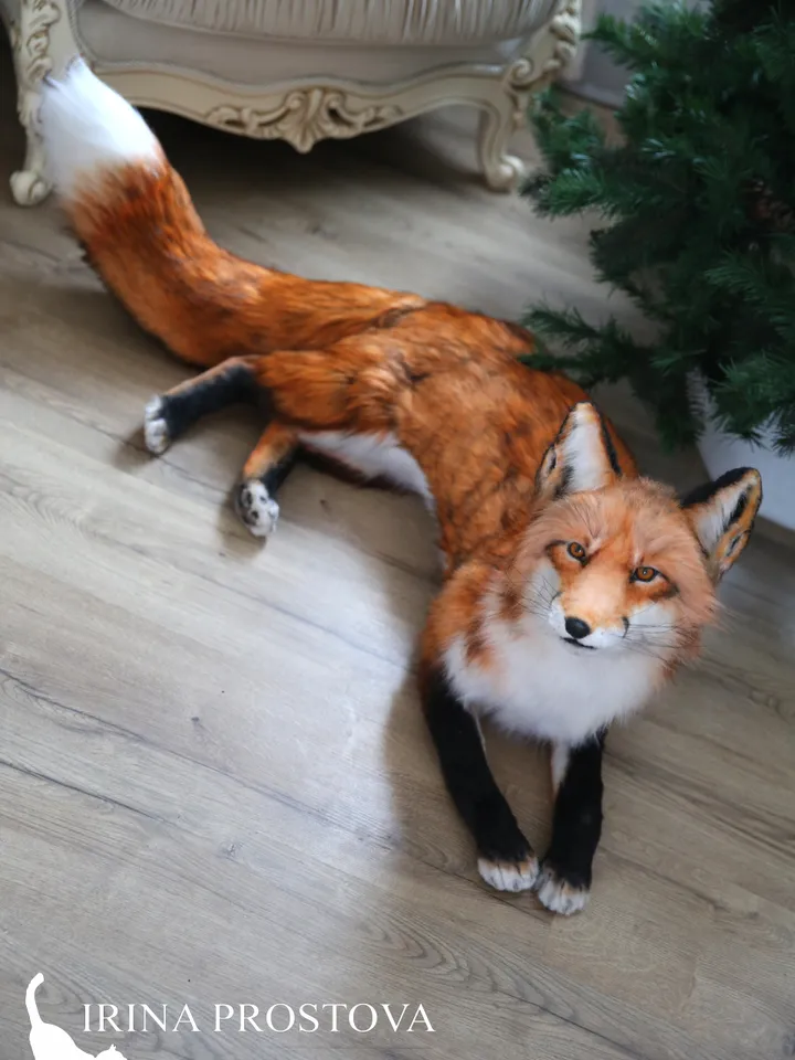 Fox Alice realistic plush toy.