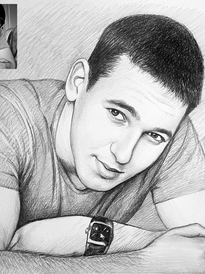 Graphite pencil portrait from photo | Custom hand drawn portrait