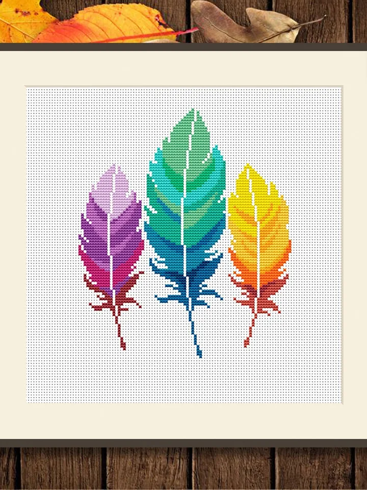 The Feathers Cross Stitch Pattern, Feather Cross Stitch Pattern, Folklore Cross Stitch Pattern, Boho Feather Patterns #oth003