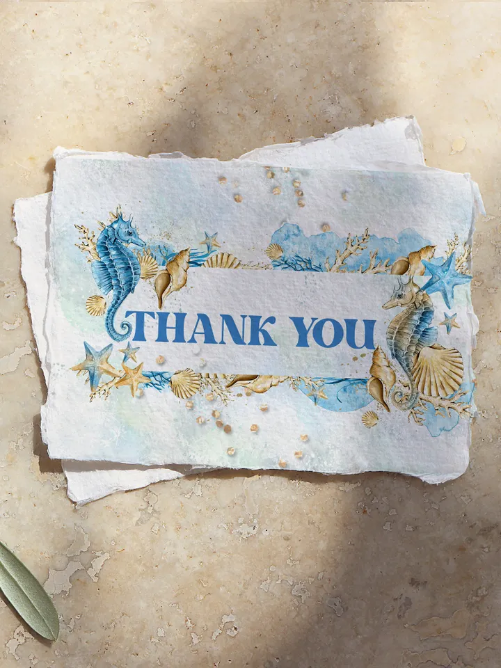 Editable Thank You card ONEder the Sea First Birthday thank you card; Under the Sea Party; Ocean Party Birthday Instant Download; SE1