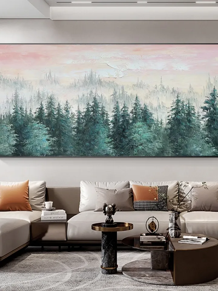 Large Original Forest Oil Painting On Canvas, Canvas Wall Art, Abstract Green Tree Painting, Boho Wall Decor, Custom Painting, Home Decor
