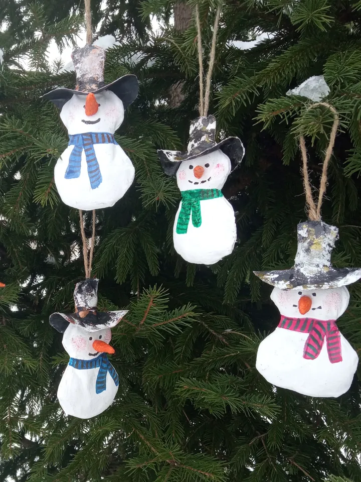 Set of snowmen for Christmas trees or home decor indoor Handmade Free shipping