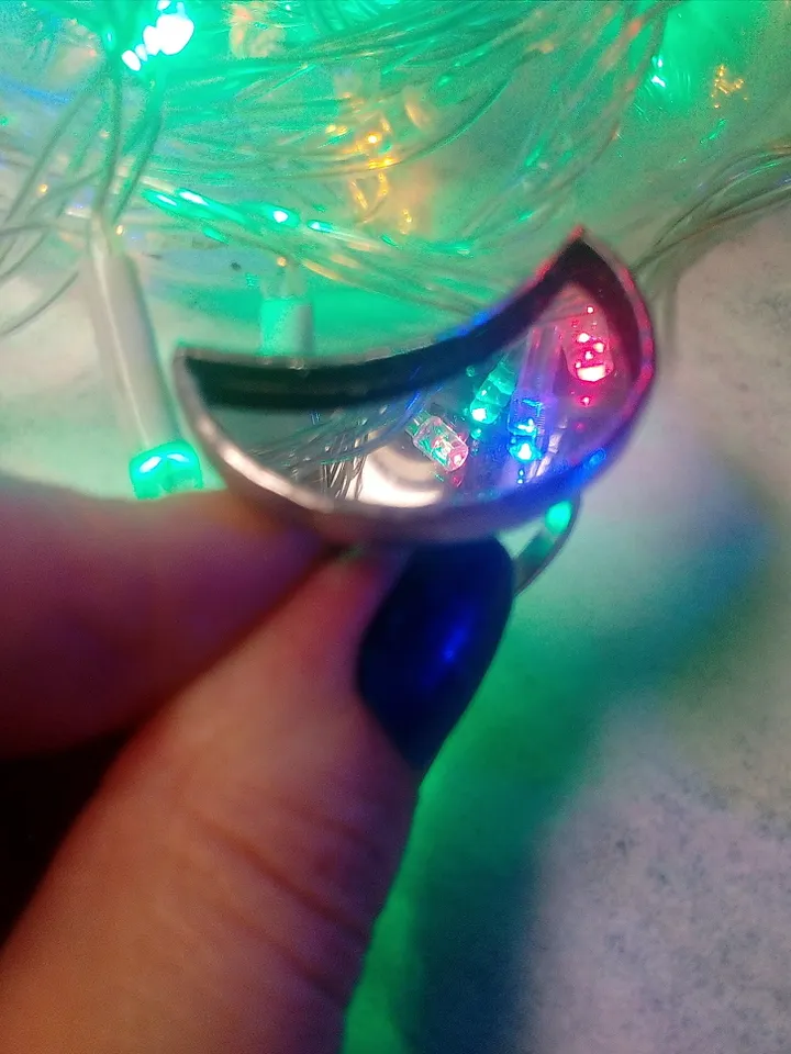 Mirror crescent ring, moon ring, soldered ring, stained glass ring, protection ring, Halloween ring, witchy aesthetic