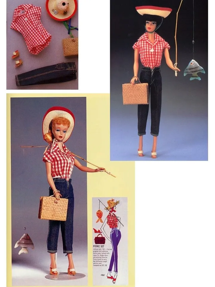 Vintage Barbie Sewing Pattern Picnic Set Wardrobe Clothes for Dolls 11-1/2" Digital Download PDF