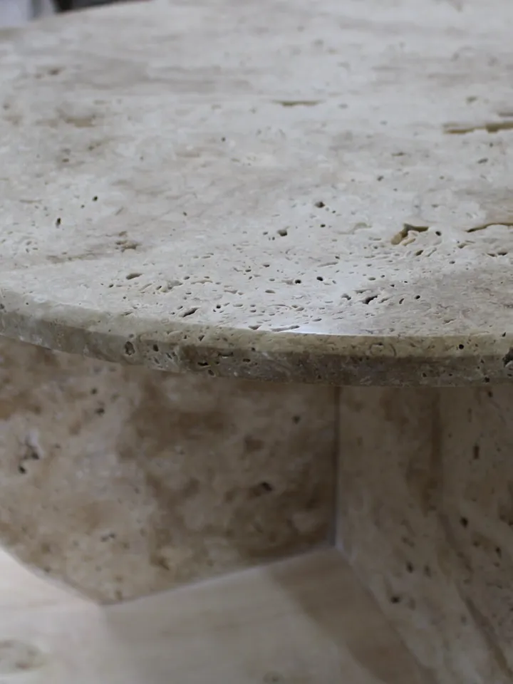 Travertine coffee table is real travertine, it is handmade, including its custom-made legs. Italy Model Italian Model natural stone