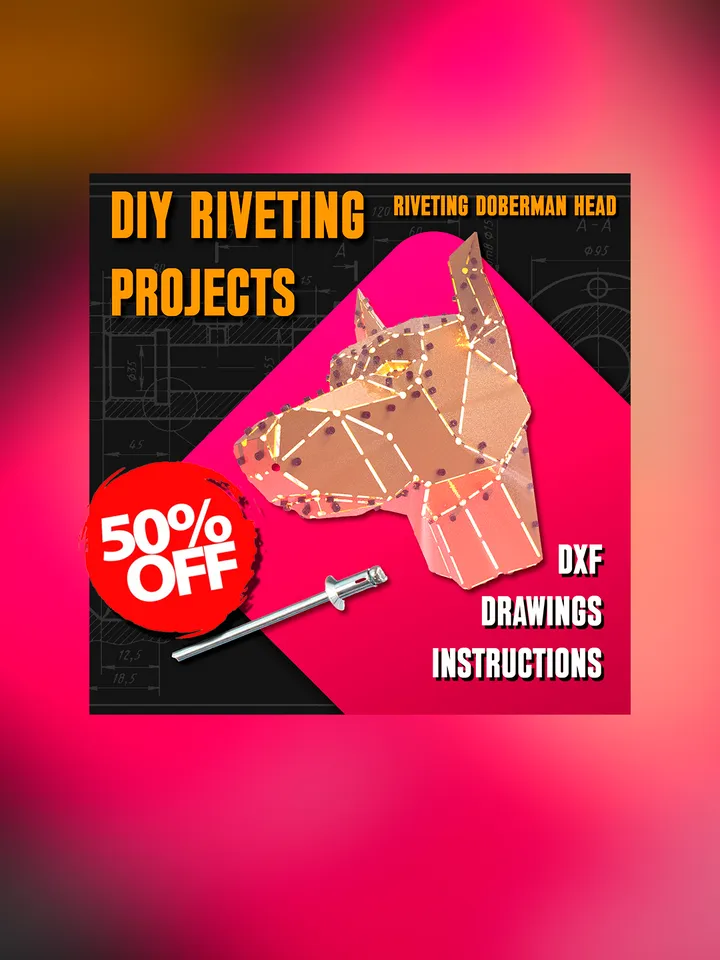 Sheet Metal Riveting Doberman Head Project (DXF, PDF)