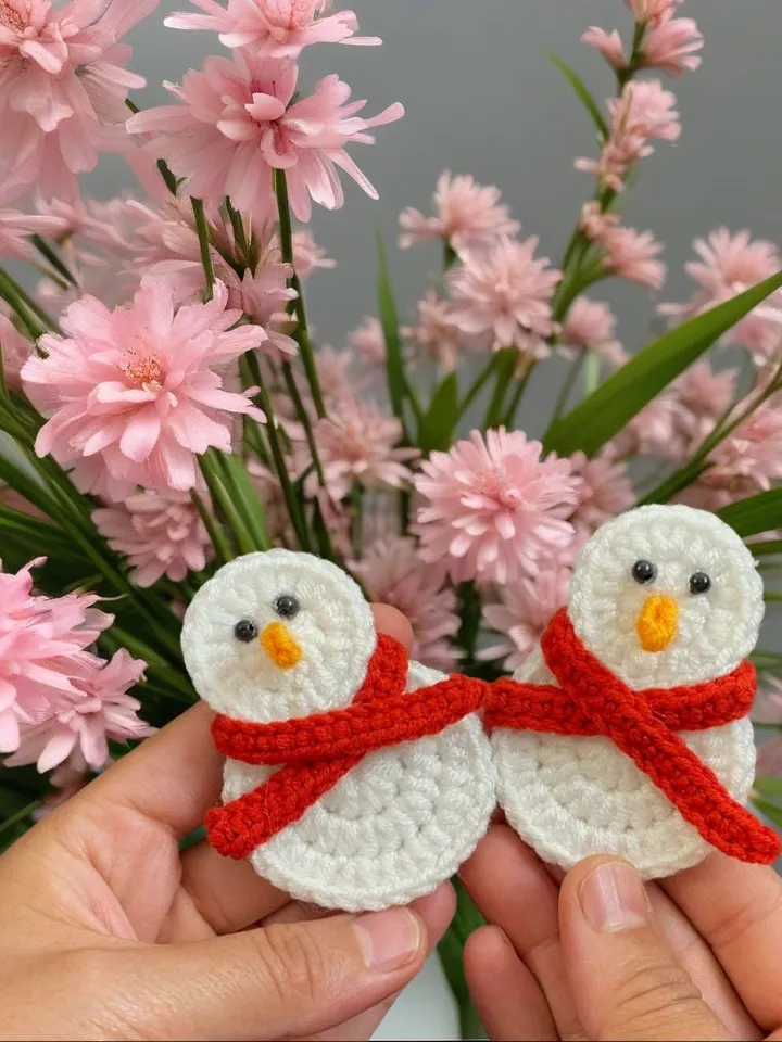 Easy Crochet Snowman Pattern - Nordic Yarn Art  For New Year Home Decor - Little Snowman with Scarf