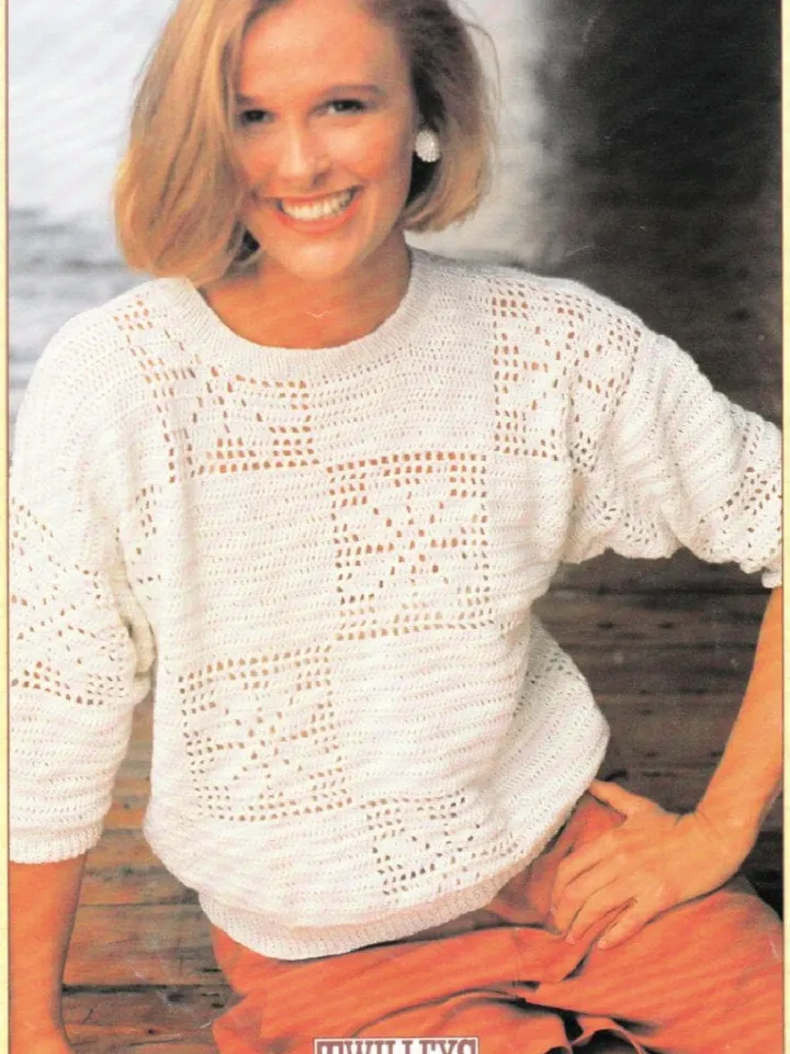 Crochet Pattern Sweater, crochet women sweater ,crochet pullover, top Jumper, Summer Crochet Patterns for Women, Download
