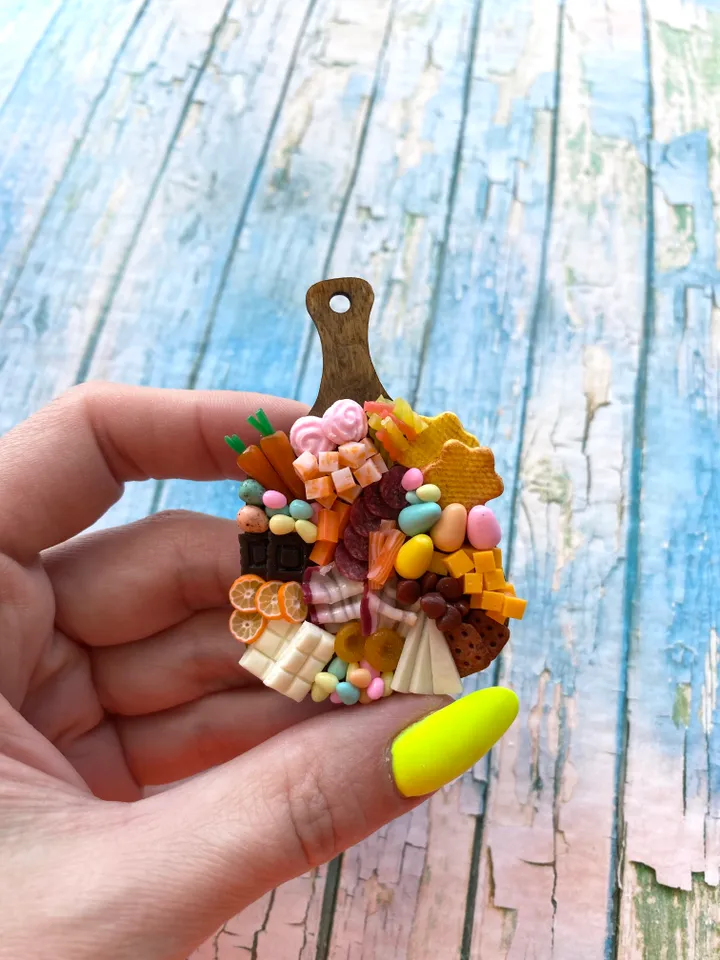 Magnet Miniature Easter Charcuterie Board with Polymer Clay