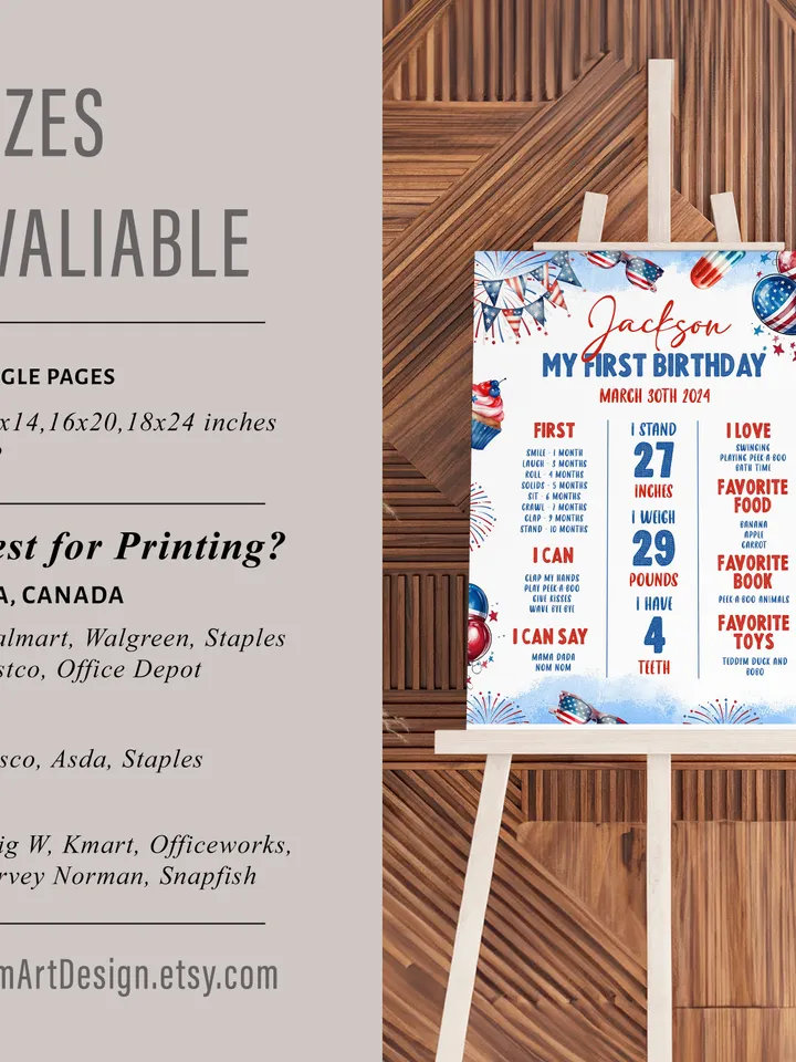 Firecracker Birthday Milestone Sign, 4th of July Birthday Milestone Sign Template, Patriotic Birthday Poster, Editable Template FC001
