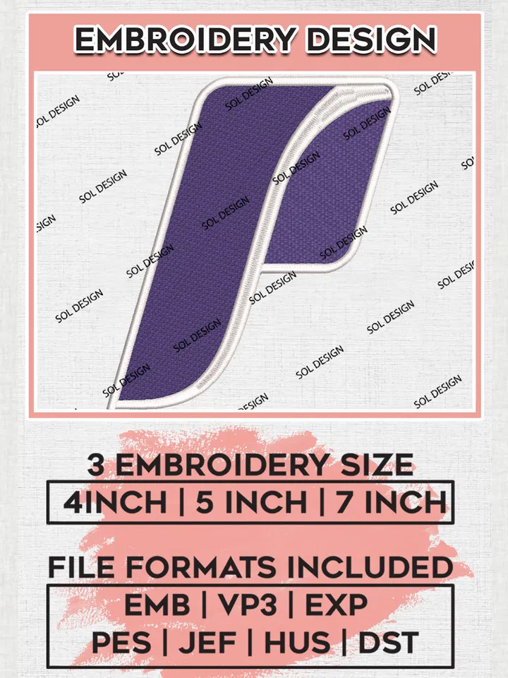 NCAA Portland Pilots Team Letter Logo Embroidery Design Files, NCAA Portland Pilots Machine Embroidery, NCAA Teams, Game Day, 3 sizes, NCAA Machine embroidery designs, Digital Download