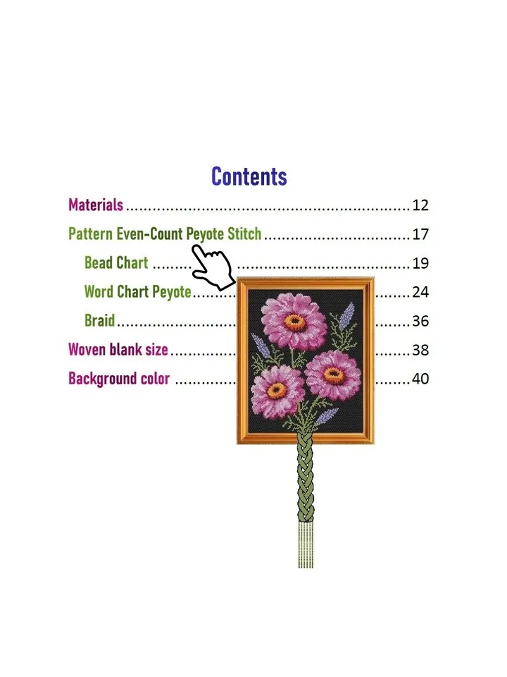 Even-Count Peyote Stitch Beaded Tapestry, Banner, Postcard, «African Daisies» Pattern, PDF instant download