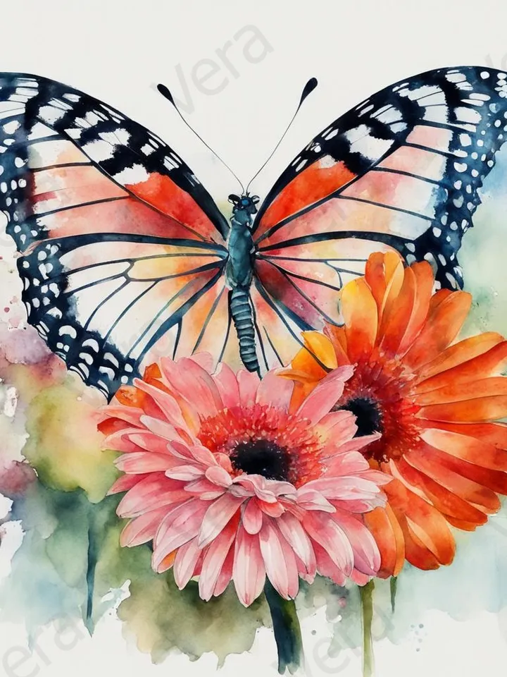 Butterfly digital art illustrations.Digital painting. Wall decor.