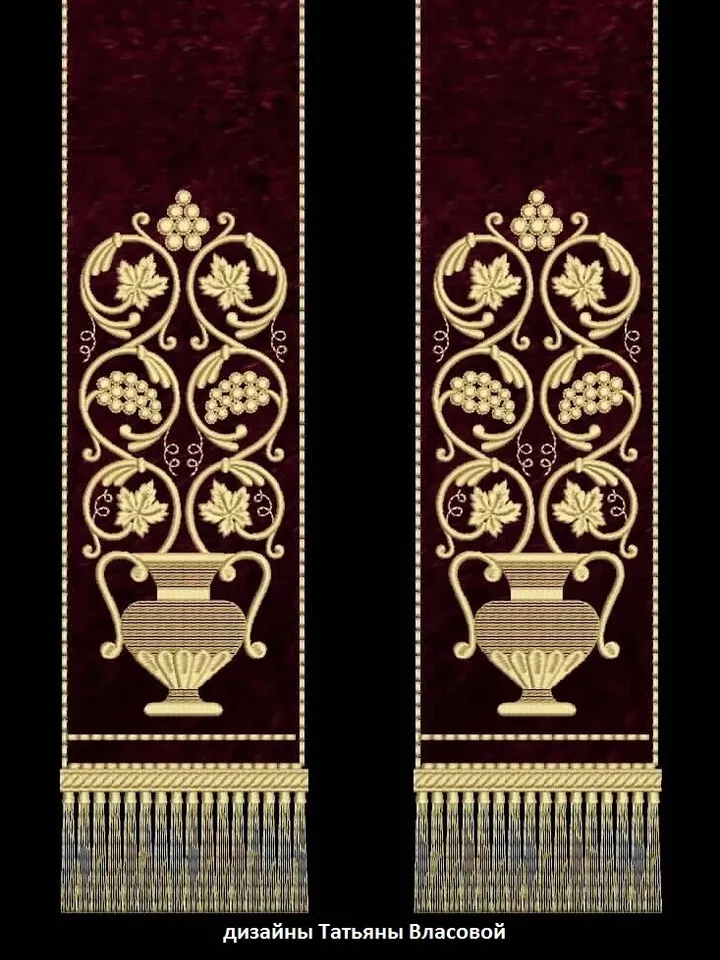 "Endless grapes" design for machine embroidery.
