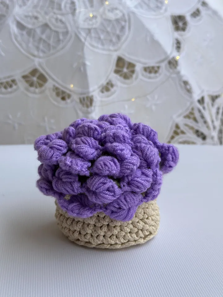 CROCHET LILAC Coaster pattern - Heart Flower Pot Coaster Set Crochet Pattern Flower Bouquet Plant Coasters Instant Digital Download PDF
