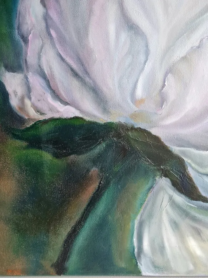 Flower oil painting Large blossom white flower Original camellia art on canvas