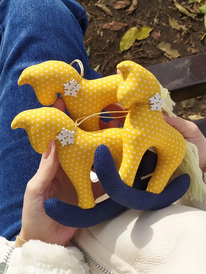 Christmas decorations, 3pcs/ Textile horse/ Christmas present