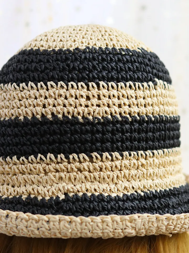 Bucket Hats Women Straw Panama Summer Sun Floppy Beach Boho Raffia Foldable Hat