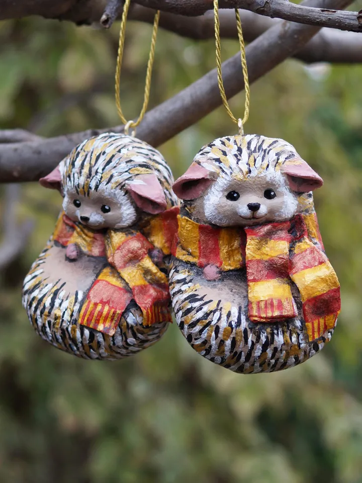 Spun cotton hedgehog ornament, cute hedgehog, made to order