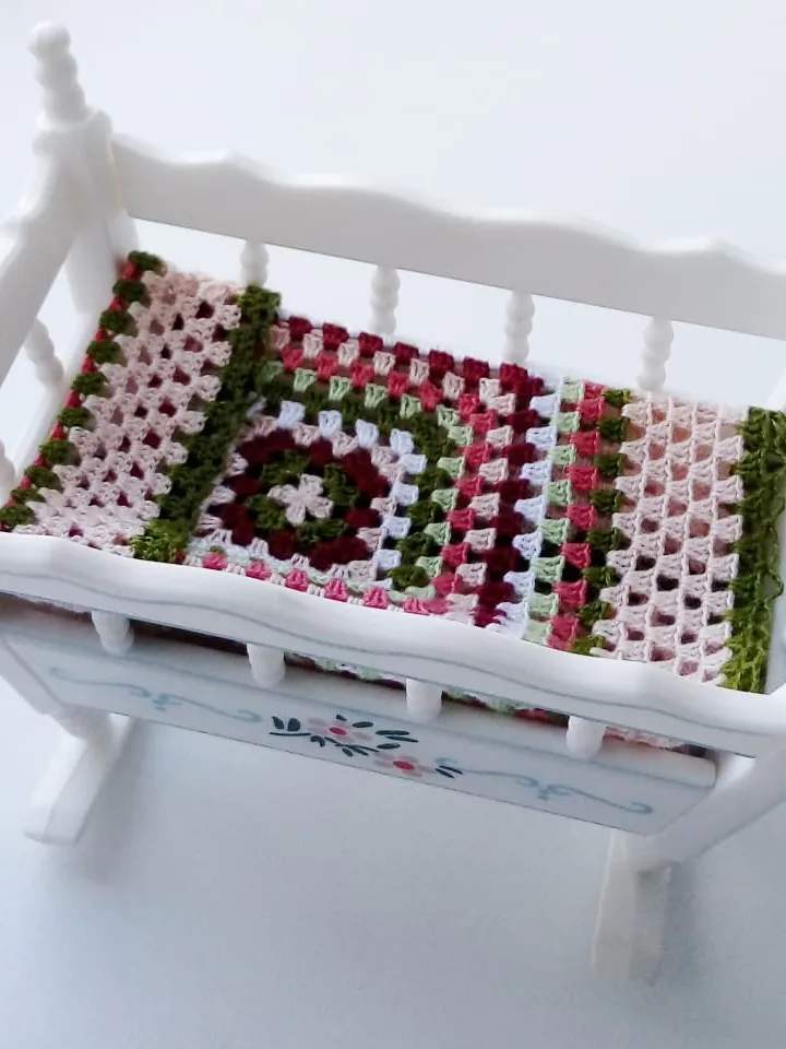 Miniature Square Blanket with Green Stripes