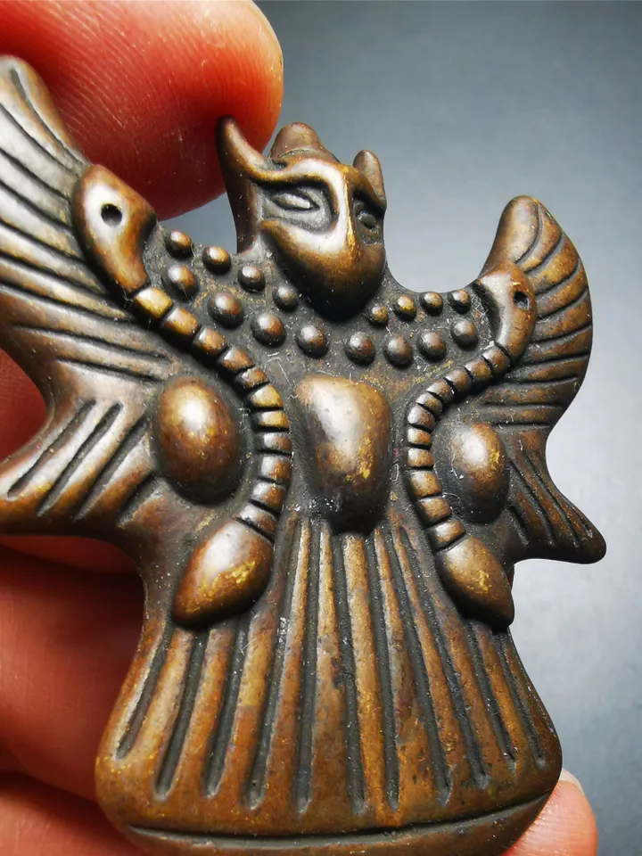 Gandhanra Antique Tibetan Buddhist Amulet,Garuda,Garula,Suparna,Golden-winged Bird Pendant,Made of Brass