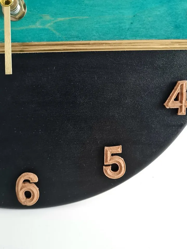 Teal and black small wall clock with gold metal line Modern silent wall clock