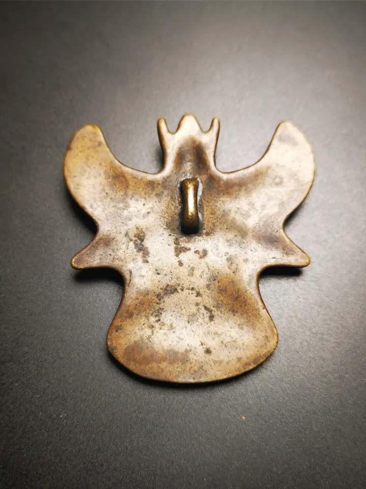 Gandhanra Antique Tibetan Buddhist Amulet,Garuda,Garula,Suparna,Golden-winged Bird Pendant,Made of Brass