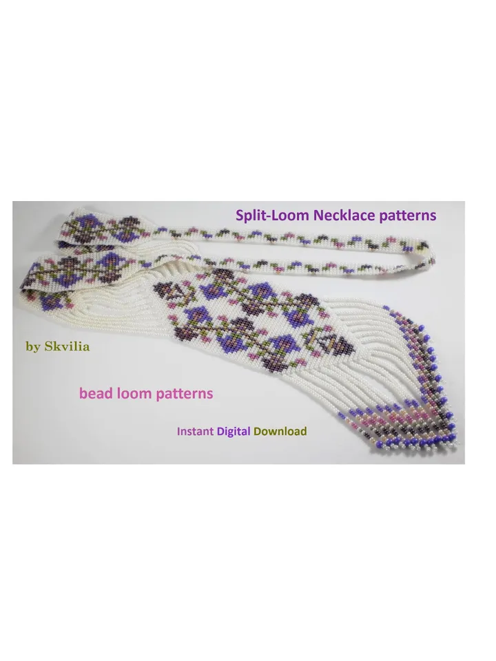 Bead loom patterns, schemes for a Split-Loom Necklace, Beading Loom Stitch, Square Stitch, Gerdan, Instant Digital Download, PDF