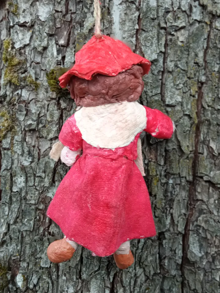 Author's handmade doll Little Red Riding Hood. Cotton toy for decorating a Christmas tree. Family souvenir for home decoration. A unique handmade gift. Made in 1 copy. Free shipping
