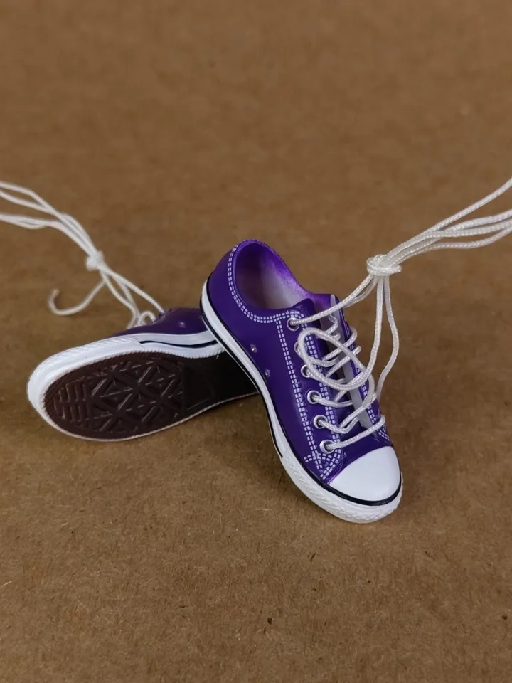 Premium purple low sneakers for 12 inch male dolls