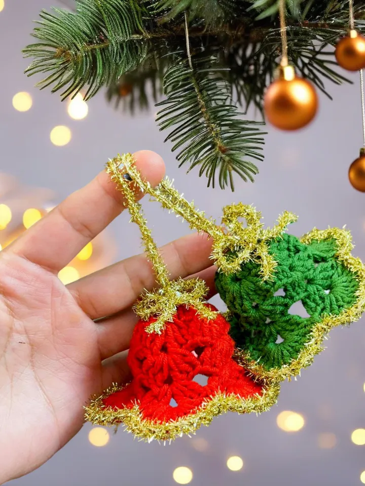 Too Flashy Xmass Crochet Bell Pattern - Mini Xmass Bells Ornament Winter Crochet Decor PDF Tutorial