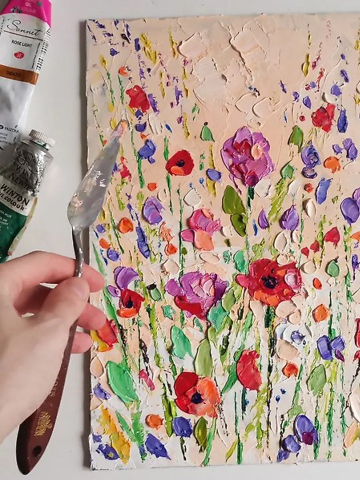 Poppy Painting Wildflower Wall Decor Original Art Oil Painting Verafe